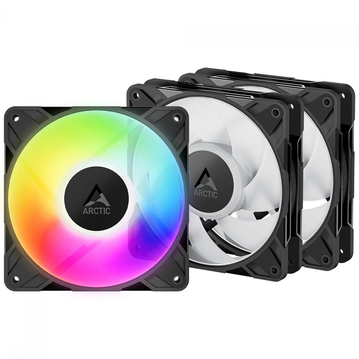 Kit Fan Com 3 Unidades Arctic P12 Pro Reverse, ARGB, 120mm, PWM, Preto, ACFAN00333A