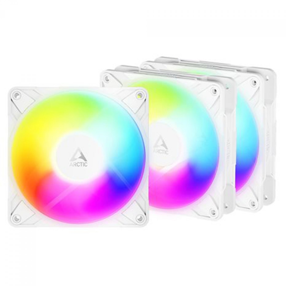 Kit Fan Com 3 Unidades Arctic P12 Pro Reverse White, ARGB, 120mm, PWM, Branco, ACFAN00334A