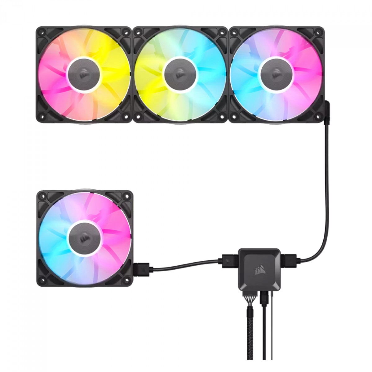 Kit Fan Com 3 Unidades Corsair iCUE LINK RX120, RGB, 120mm, Preto, CO-9051018-WW