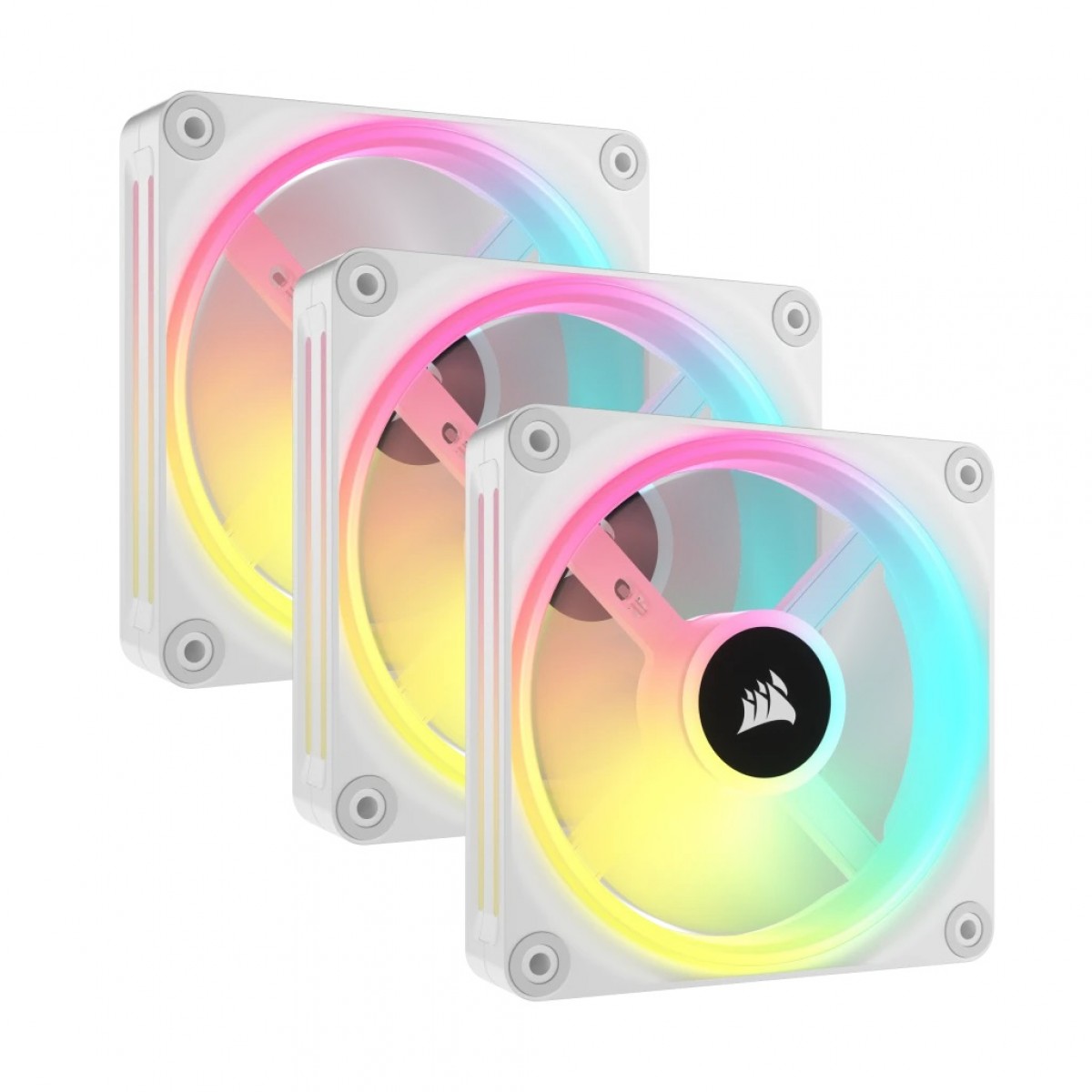 Kit Fan Com 3 Unidades, Corsair, iCue, QX120, RGB, Magnetic, 120mm, White, CO-9051002-WW