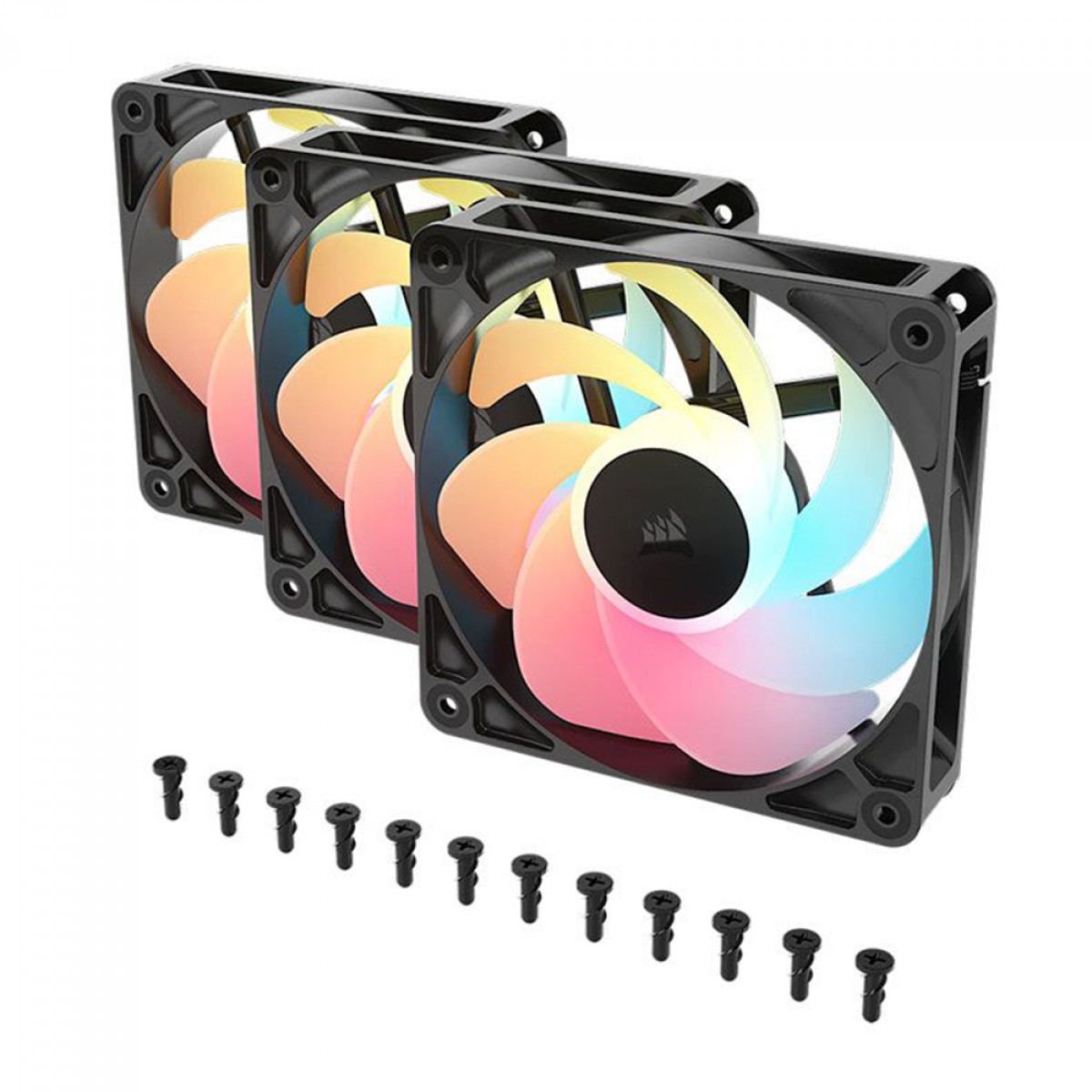 Kit Fan Com 3 Unidades Corsair RS120-R, ARGB, Reverse, 120mm, Preto, CO-9050196-WW