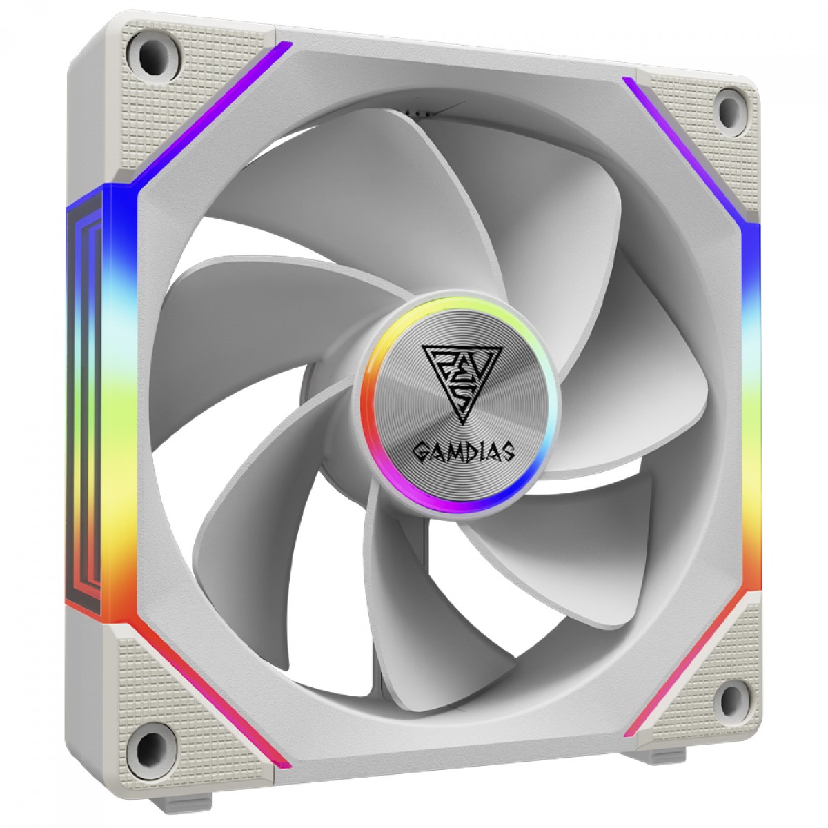 Kit Fan Com 3 Unidades Gamdias Aeolus P2-1203U WH, ARGB, 120mm, PWM, Com Controladora, Branco