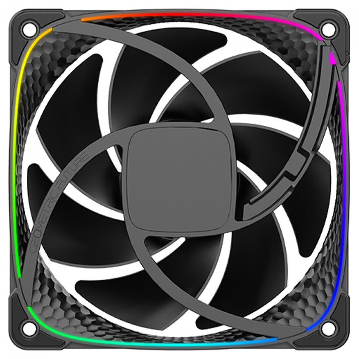 Kit Fan Com 3 Unidades Geometric Future Squama 2503B, ARGB, 120mm, PWM, Preto, GEO-S2503B-3