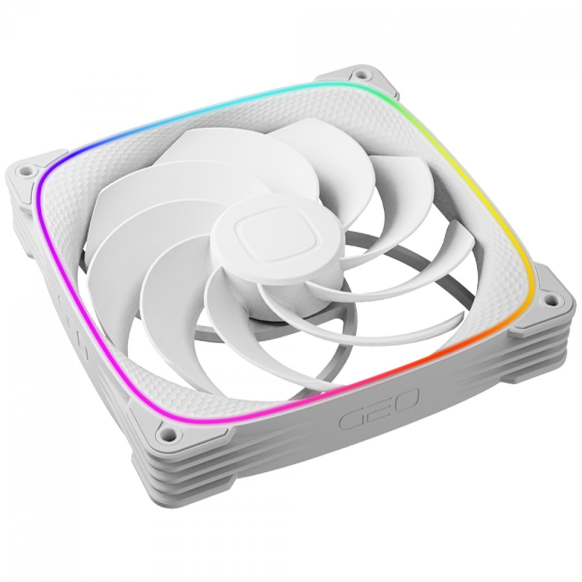 Kit Fan Com 3 Unidades Geometric Future Squama 2503R-14W, ARGB, 140mm, Reverse Blade, PWM, Branco, GEO-S2503RW-14T