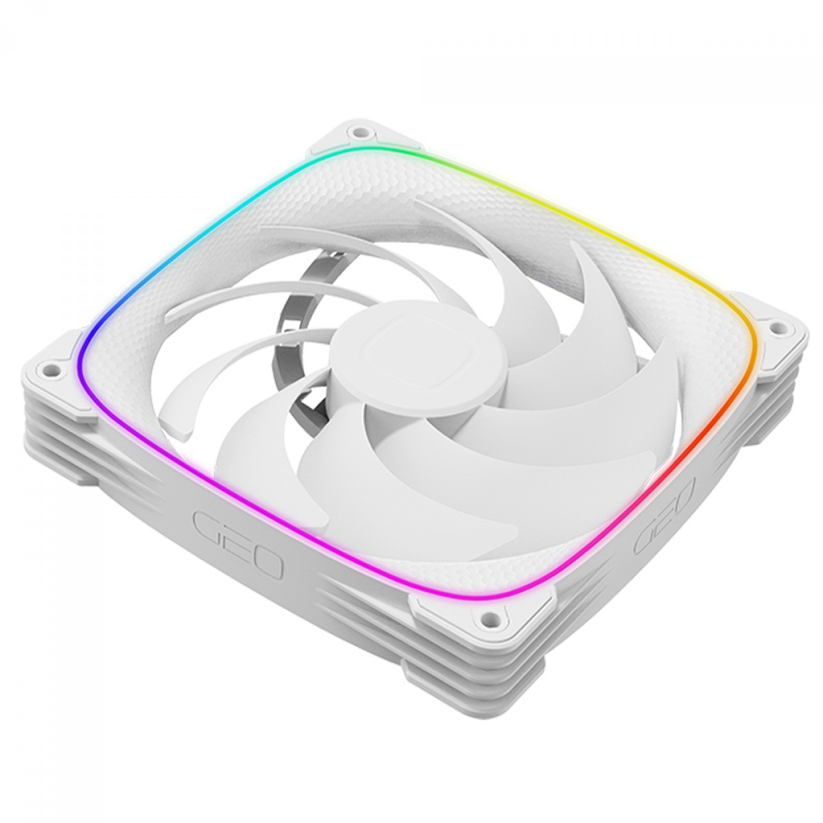 Kit Fan Com 3 Unidades Geometric Future Squama 2503W-14T, ARGB, 140mm, PWM, Branco, GEO-S2503W-14T