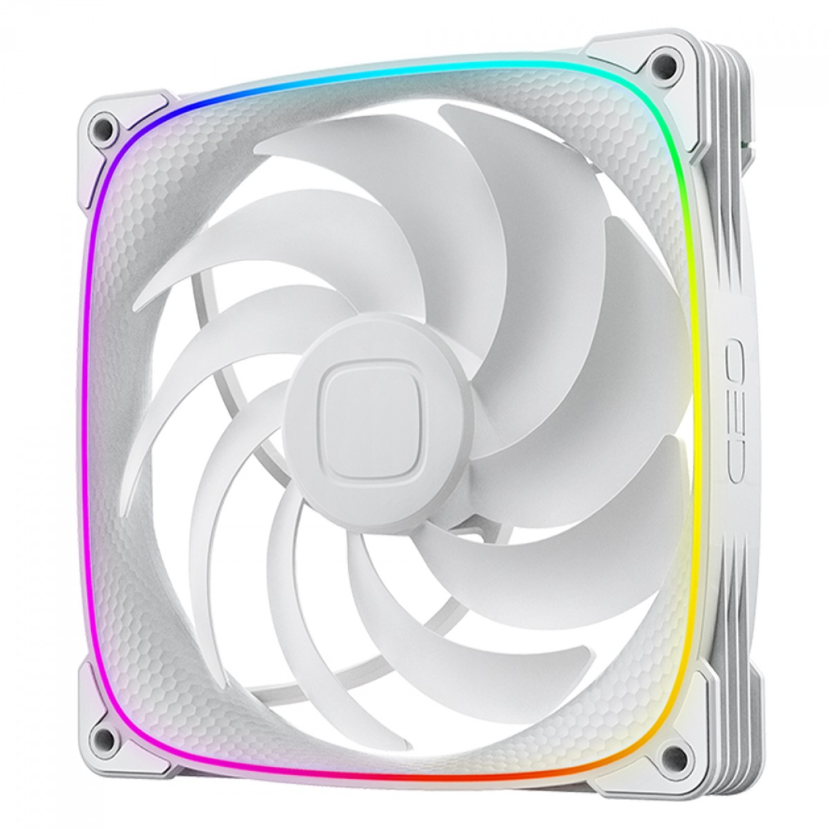 Kit Fan Com 3 Unidades Geometric Future Squama 2503W-14T, ARGB, 140mm, PWM, Branco, GEO-S2503W-14T