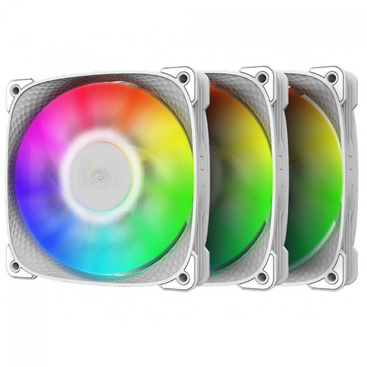 Kit Fan Com 3 Unidades Geometric Future Squama 2505W, ARGB, 120mm, PWM, Branco, GEO-S2505W-3