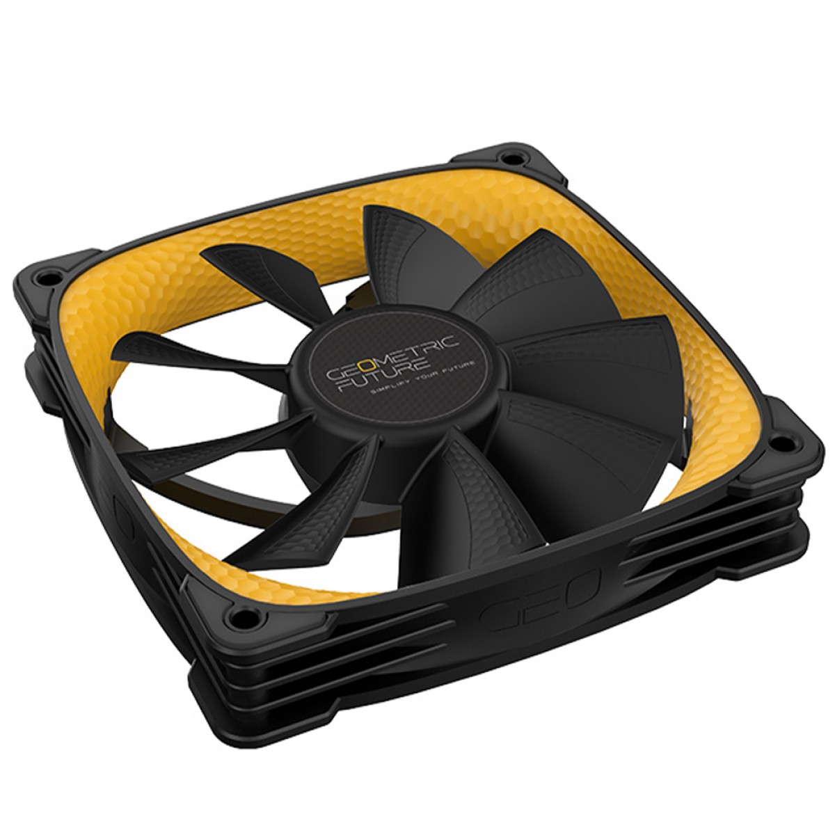 Kit Fan Com 3 Unidades Geometric Future Squama 2505Y, 120mm, PWM, Preto e Amarelo, GEO-S2505Y-3