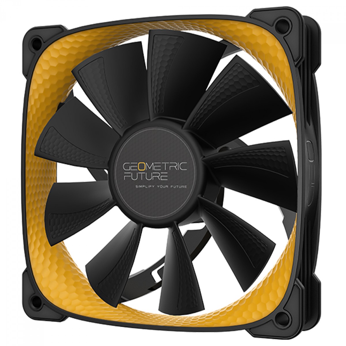 Kit Fan Com 3 Unidades Geometric Future Squama 2505Y, 120mm, PWM, Preto e Amarelo, GEO-S2505Y-3