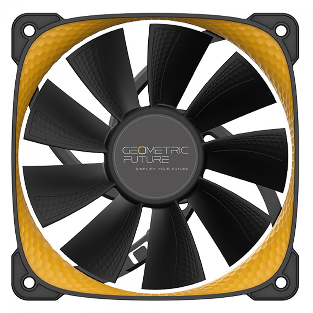 Kit Fan Com 3 Unidades Geometric Future Squama 2505Y, 120mm, PWM, Preto e Amarelo, GEO-S2505Y-3