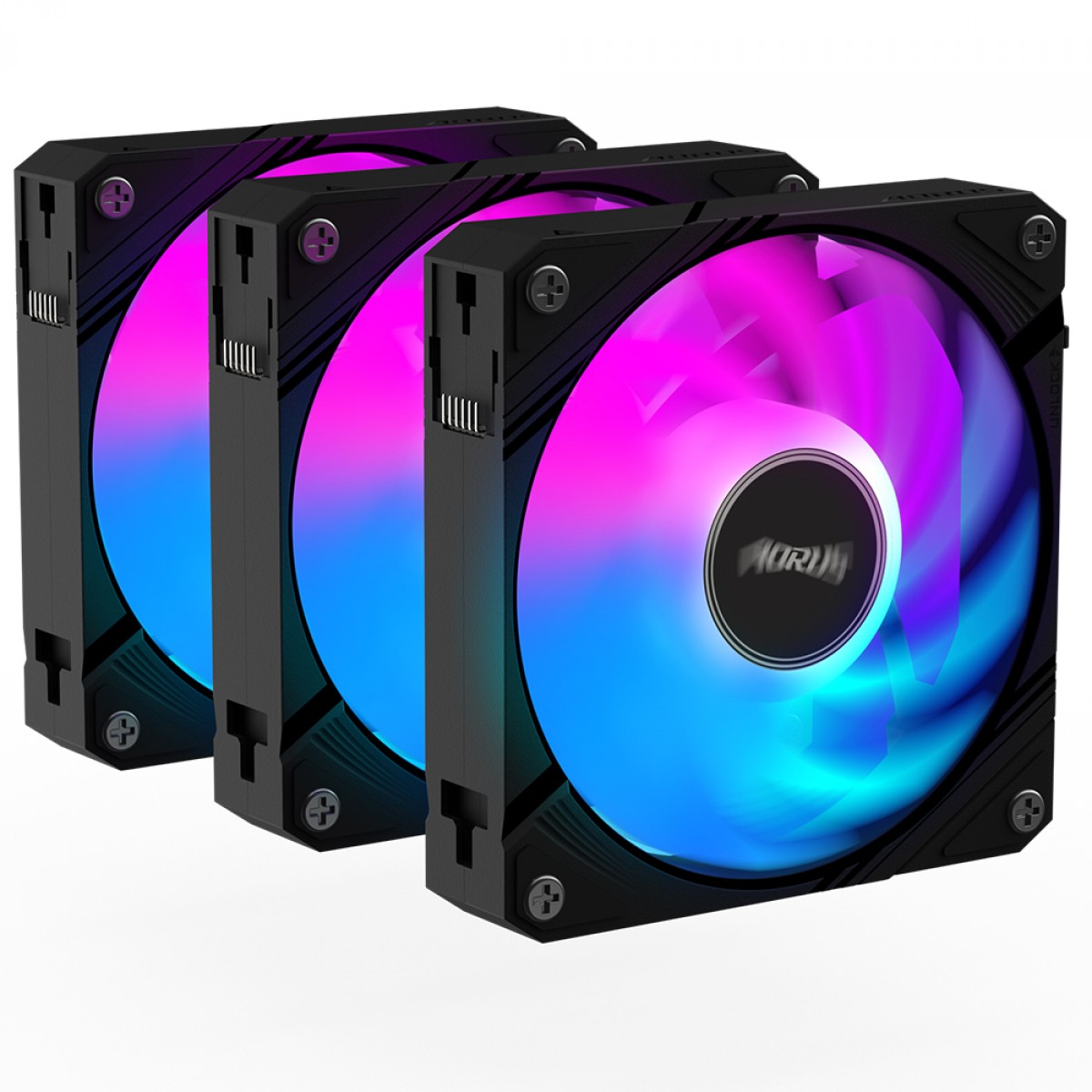 Kit Fan Com 3 Unidades Gigabyte Aorus EZ Chain Fan 120, ARGB, 120mm, Preto, GP-ECFAN1203