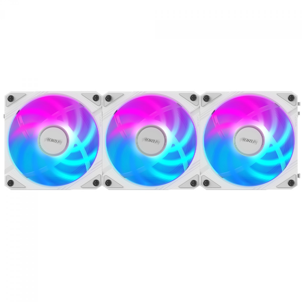 Kit Fan Com 3 Unidades Gigabyte Aorus EZ Chain Fan 120 Ice, ARGB, 120mm, Branco, GP-ECFAN1203 ICE