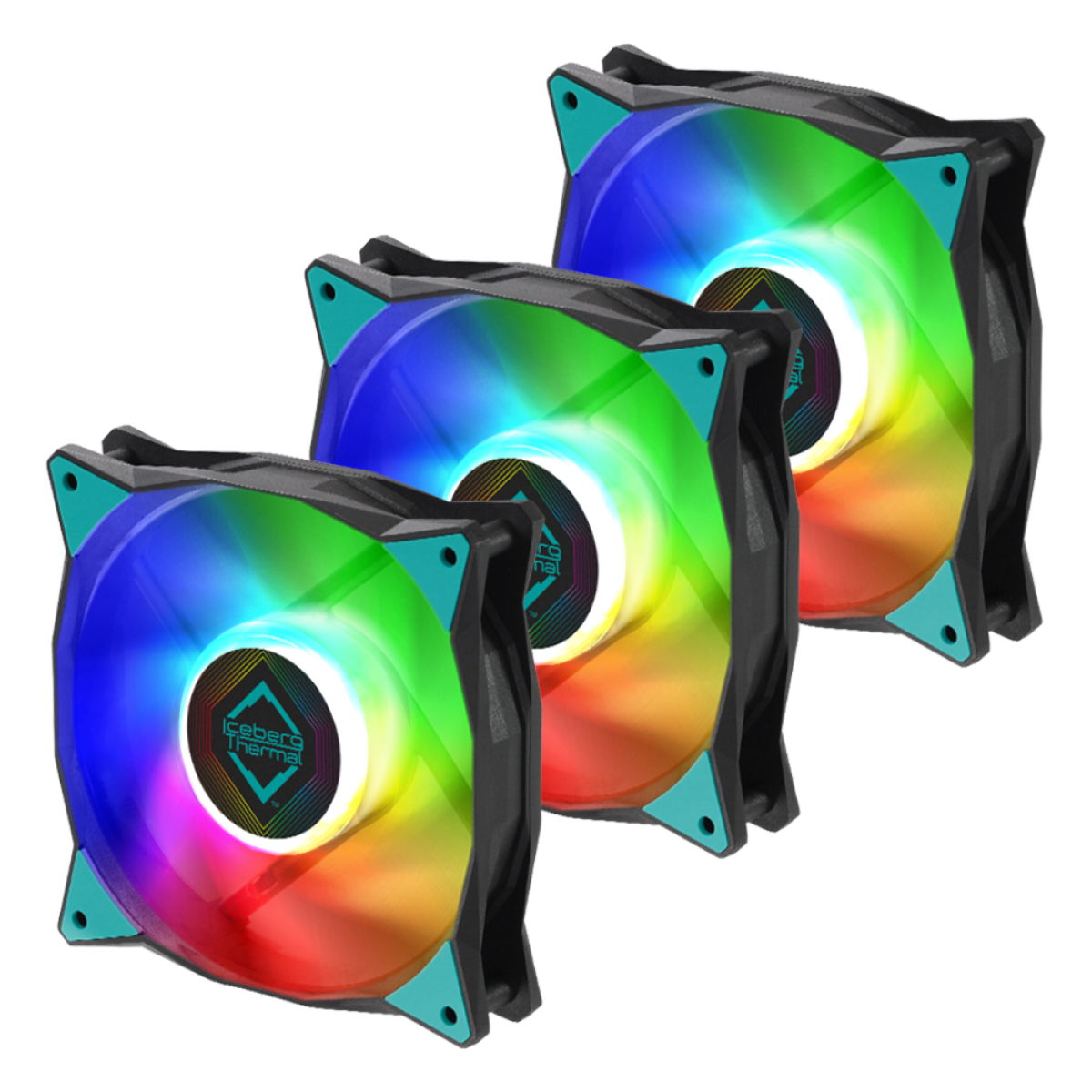Kit Fan Com 3 Unidades Iceberg Thermal IceGale ARGB, 120mm, Black