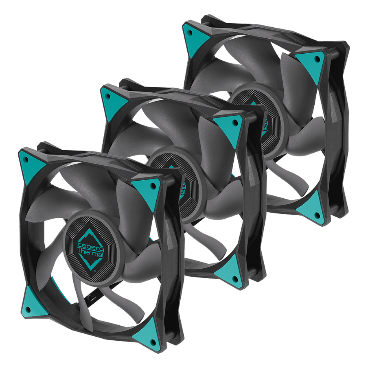 Kit Fan Com 3 Unidades Iceberg Thermal IceGale Xtra, 120mm, Black