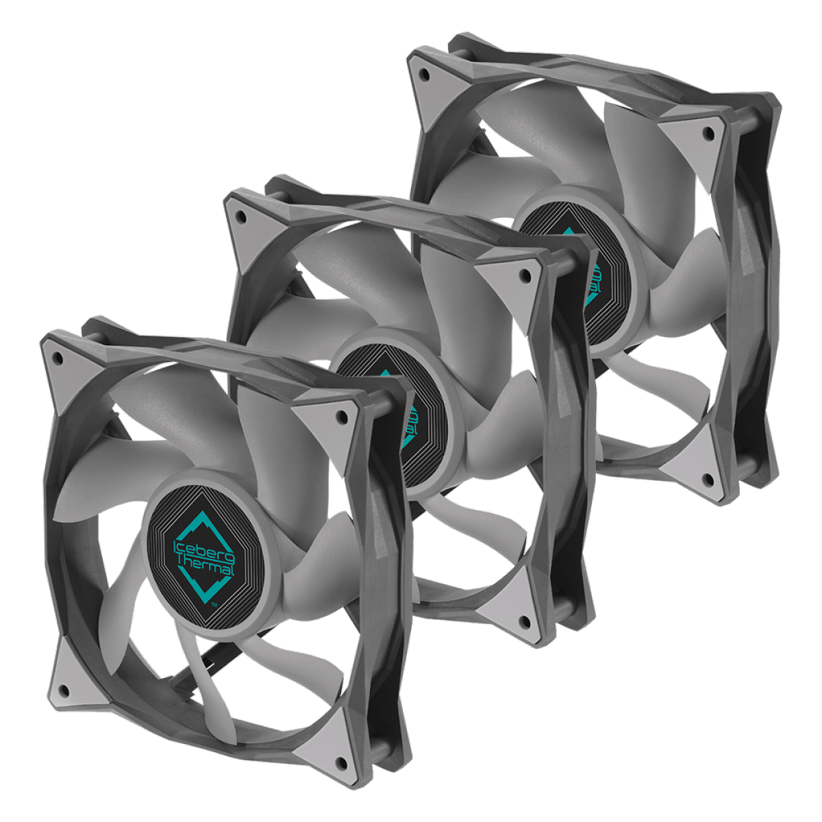 Kit Fan Com 3 Unidades Iceberg Thermal IceGale Xtra, 120mm, Gray