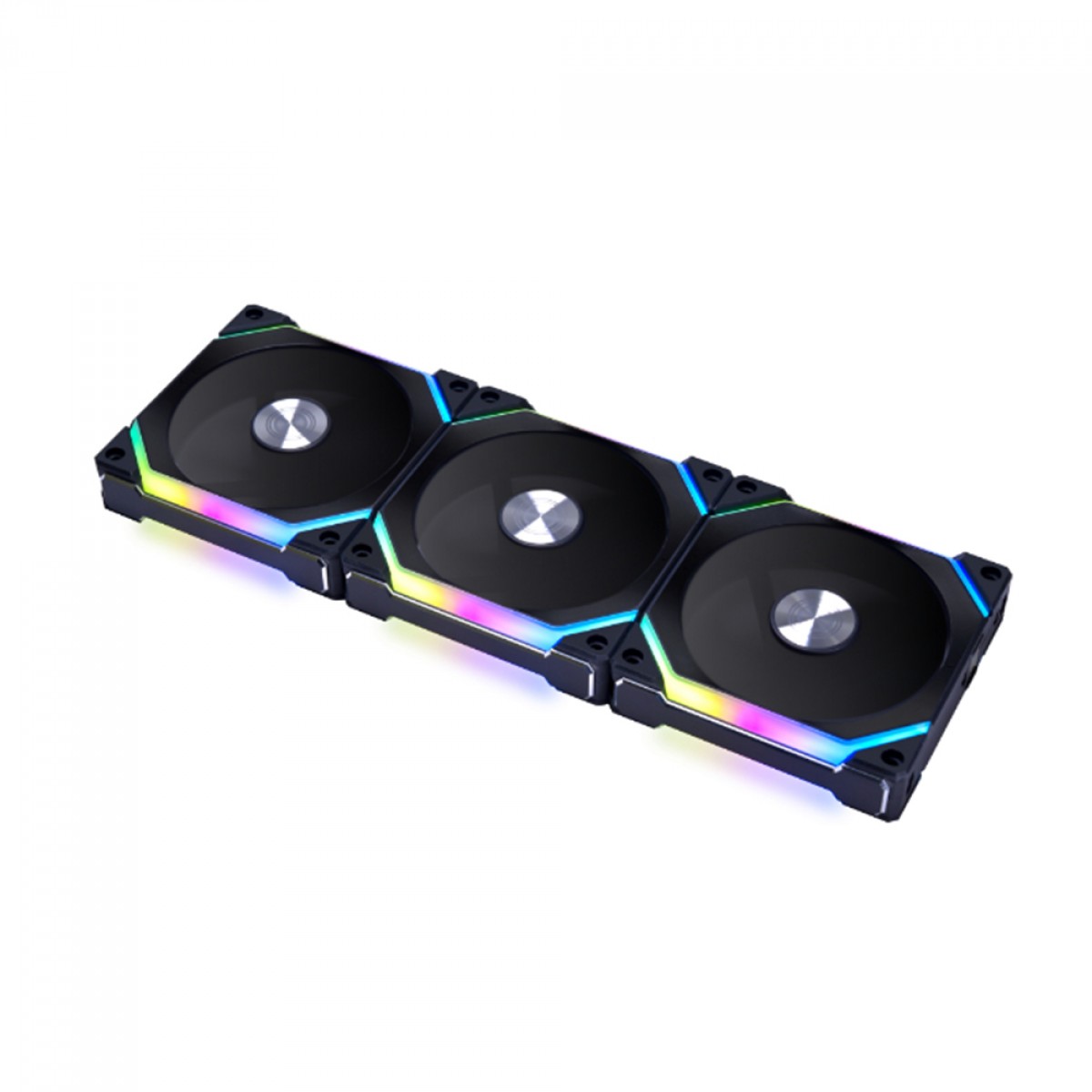 Kit Fan Com 3 Unidades Lian Li Uni Fan SL120 V2, RGB, 120mm, Black, Com Controladora, UF-SL120V2-3B