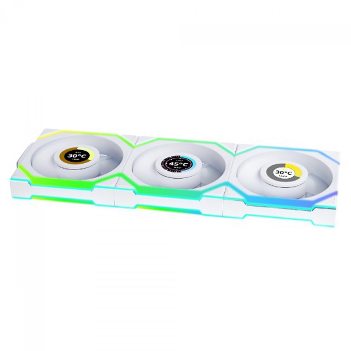 Kit Fan Com 3 Unidades Lian Li Uni Fan SL Wireless LCD, ARGB, 120mm, Com Tela, White, 12SLLCD1W3W