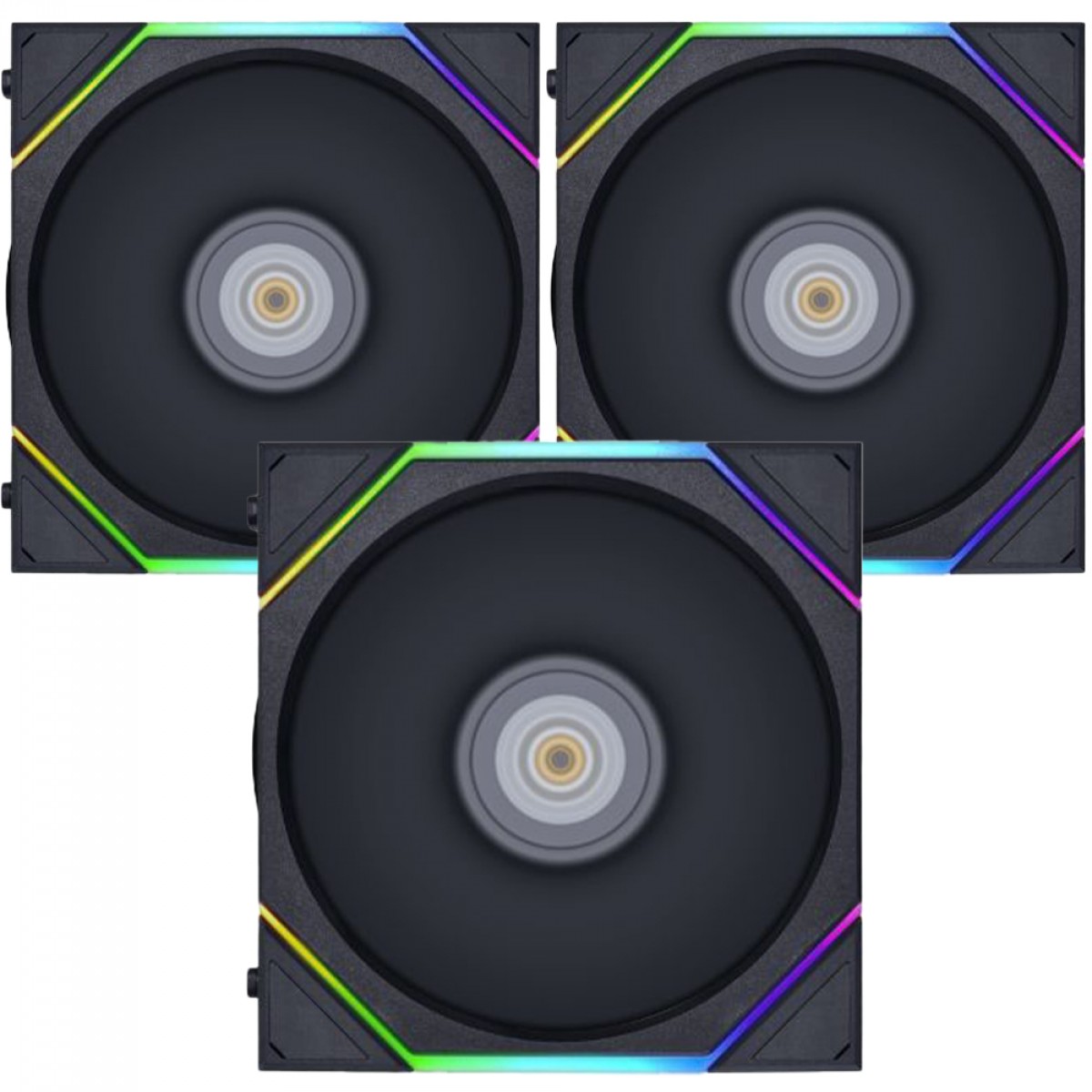 Kit Fan Com 3 Unidades Lian Li Uni Fan TL Reverse Blade, RGB, 120mm, PWM, Black, Com Controladora, 12RTL3B BLACK