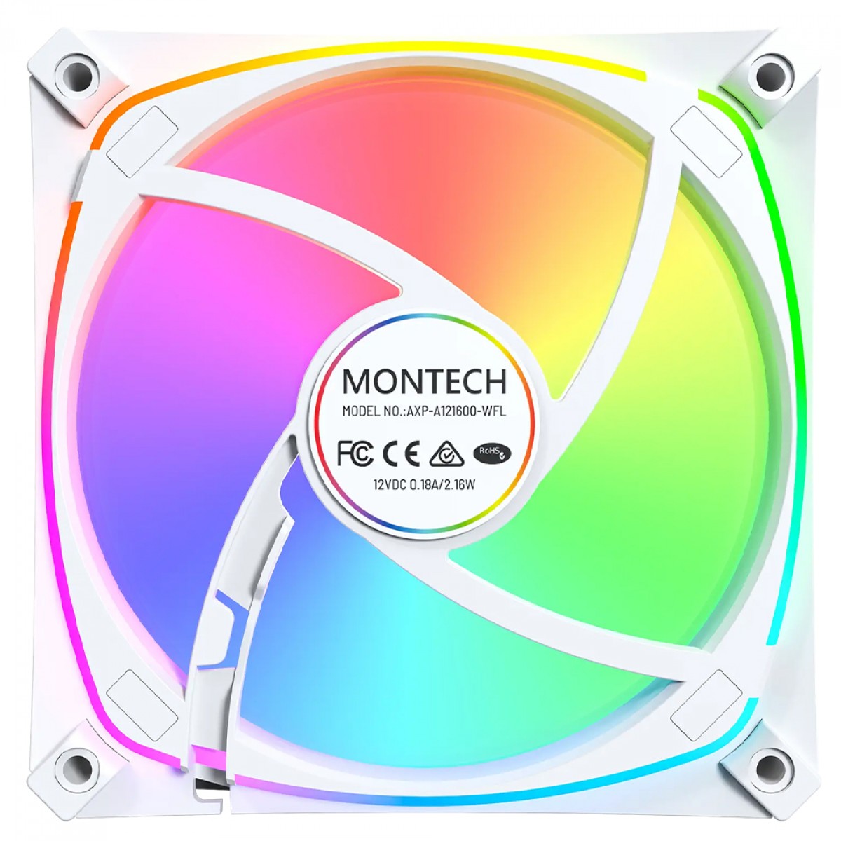 Kit Fan com 3 Unidades Montech AX120 PRO, ARGB, 120mm, Branco