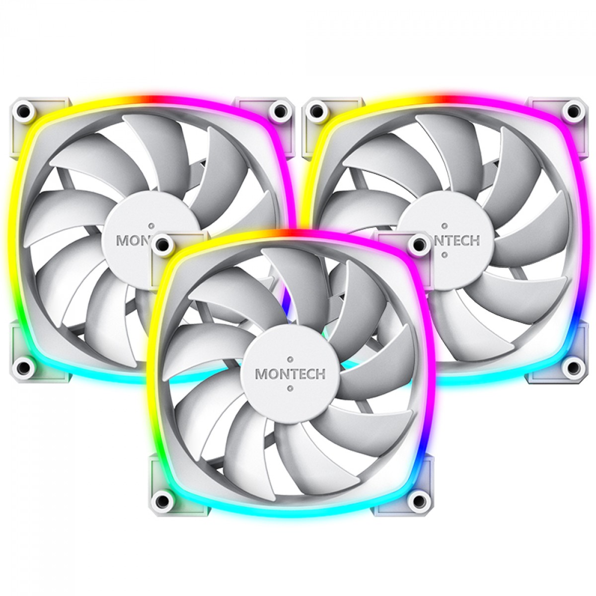 Kit Fan Com 3 Unidades Montech AX120 PWM, 120mm, White