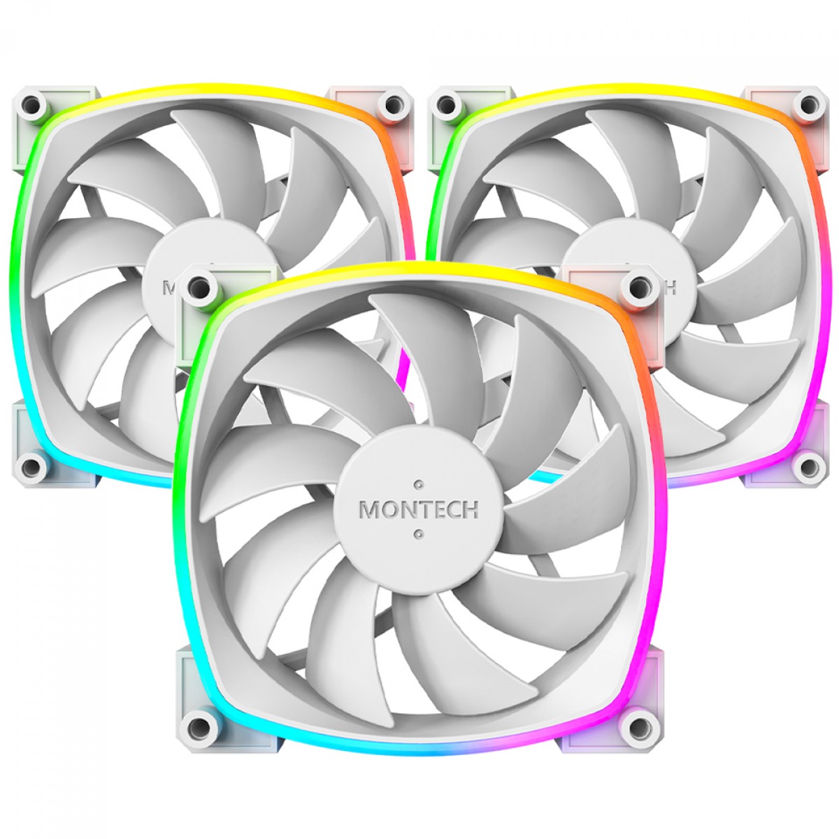 Kit Fan Com 3 Unidades Montech AX120 PWM, 120mm, White