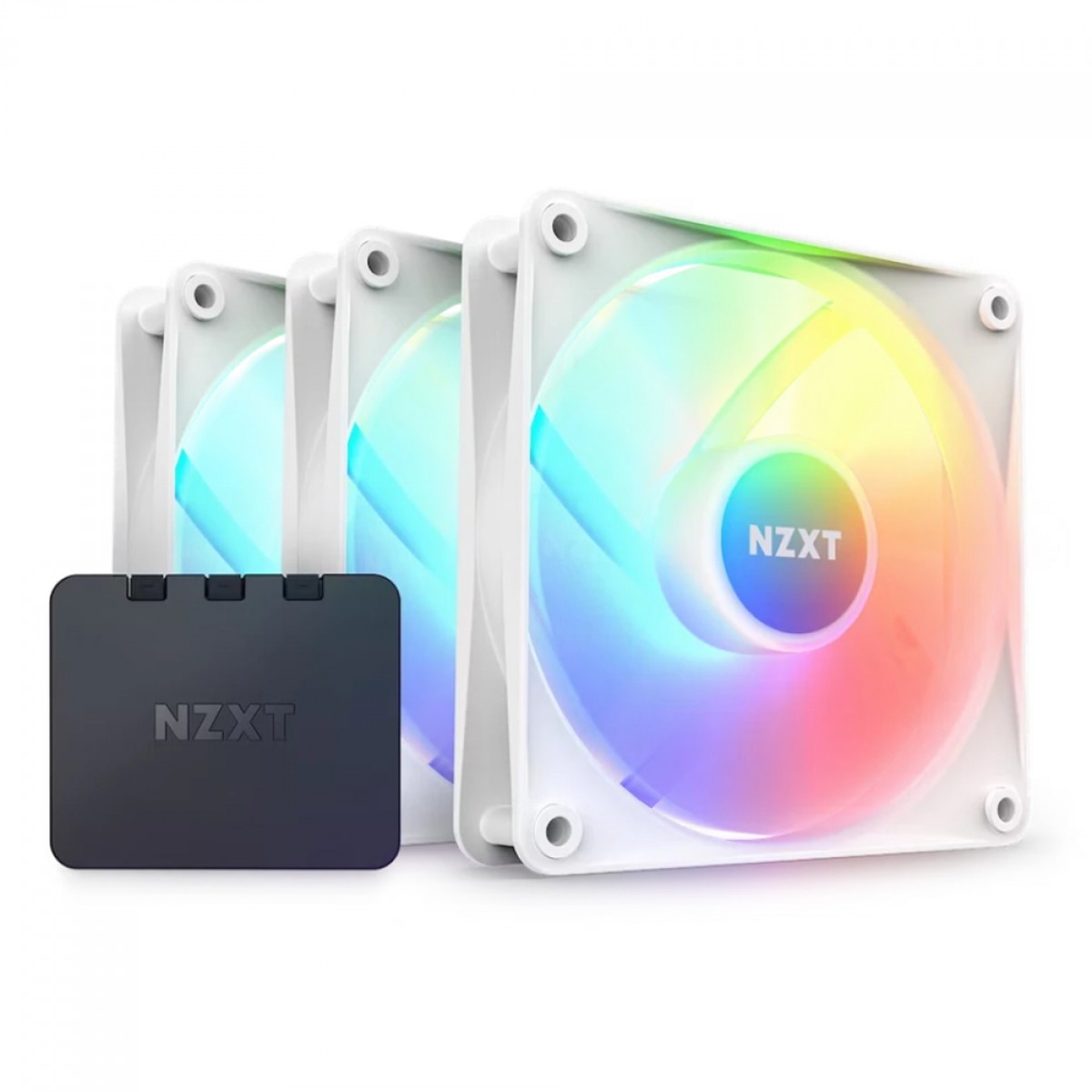 Kit Fan Com 3 Unidades NZXT F120 RGB Core, 120mm, White, RF-C12TF-W1
