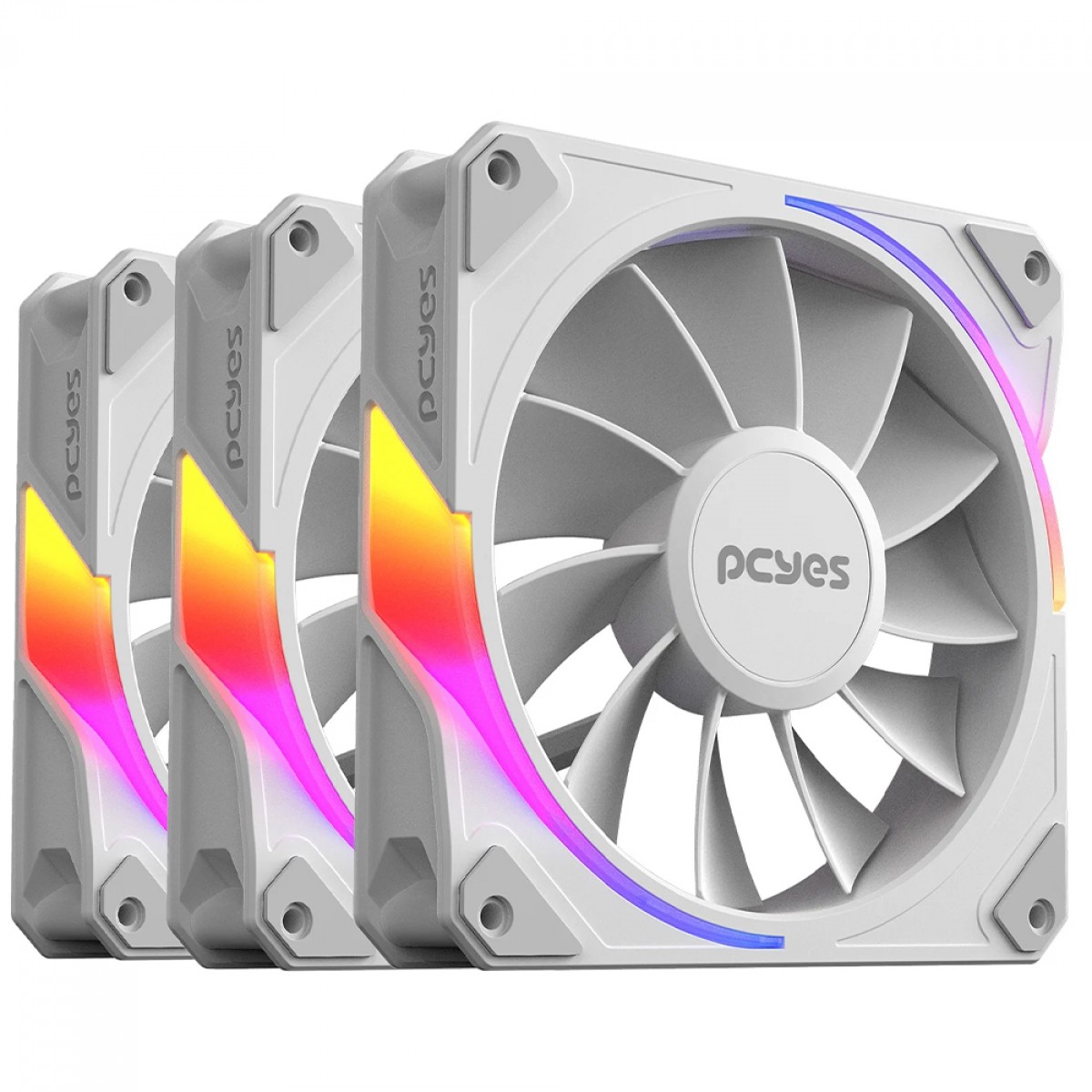 Kit Fan Com 3 Unidades PCYes Sangue Frio 3 ARGB White Ghost, Reverse, 120mm, Branco, K3ARGBSF3WGRVBR