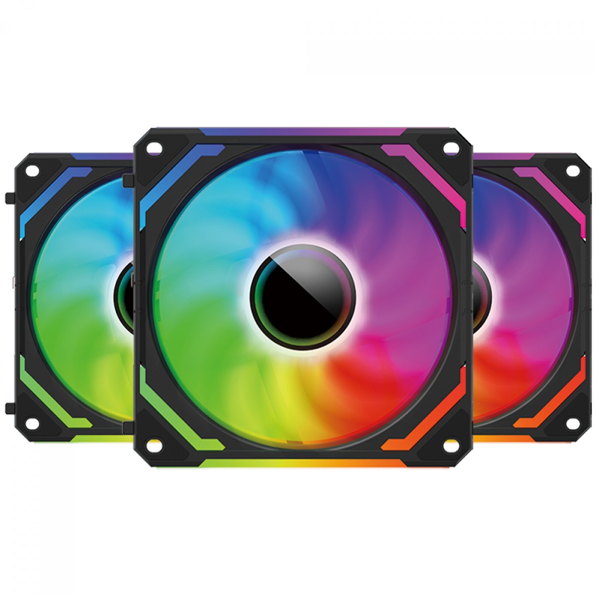 Kit Fan Com 3 Unidades Redragon GC-F012 Infinity Mirror, ARGB, 120mm, Preto