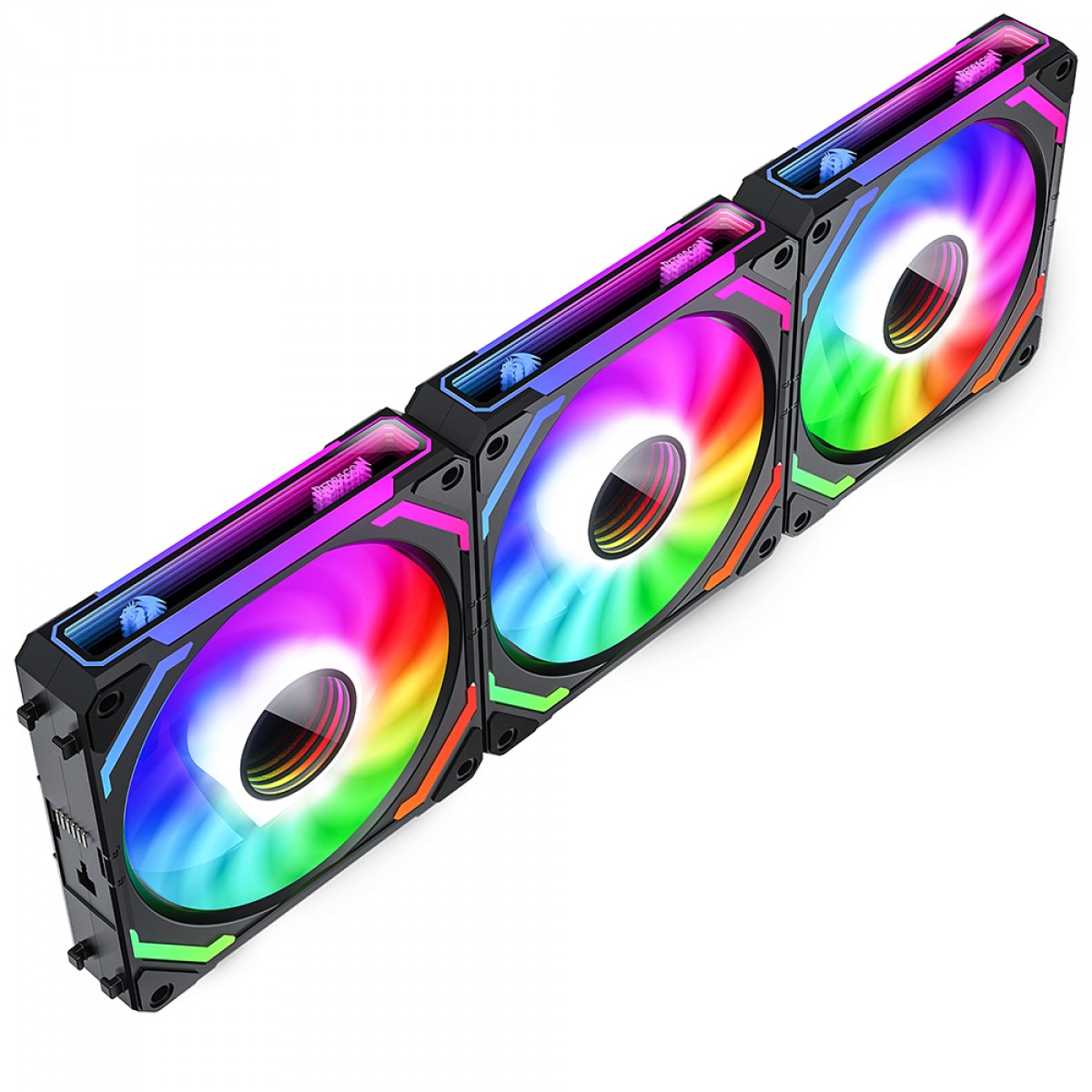 Kit Fan Com 3 Unidades Redragon GC-F012 Infinity Mirror, ARGB, 120mm, Preto