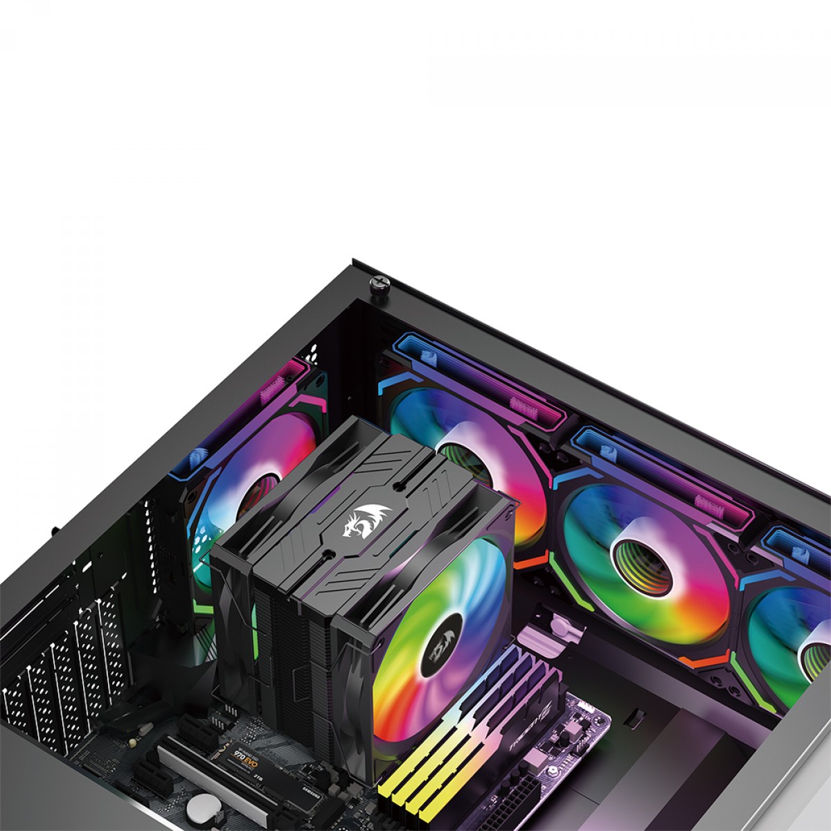 Kit Fan Com 3 Unidades Redragon GC-F012 Infinity Mirror, ARGB, 120mm, Preto