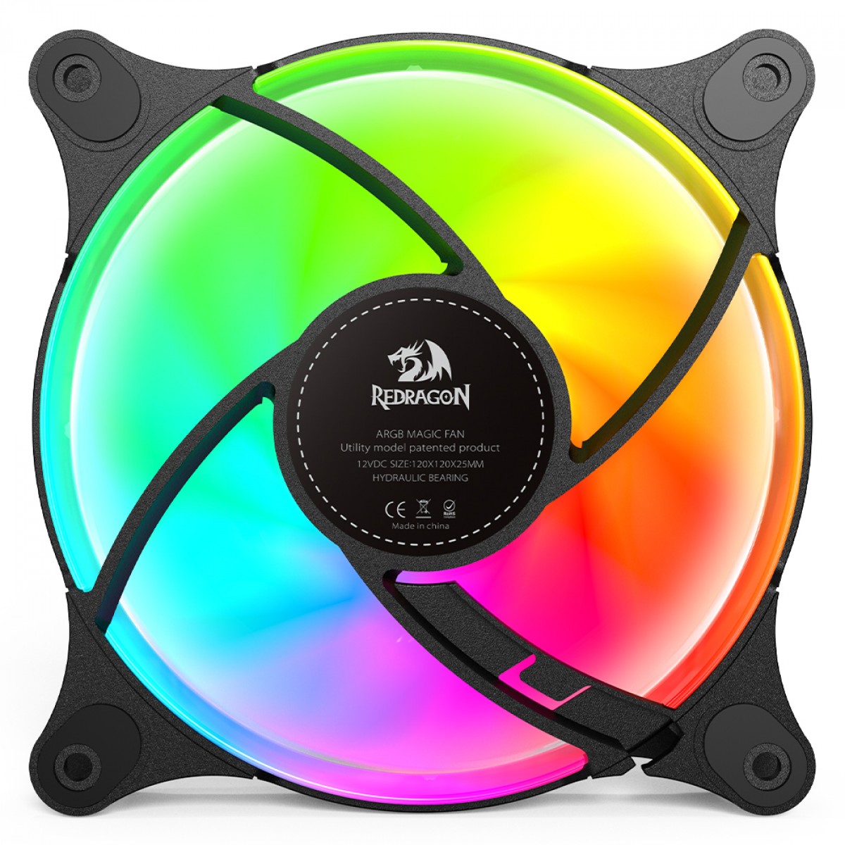 Kit Fan Com 3 Unidades Redragon GC-F013, ARGB, 120mm, Preto