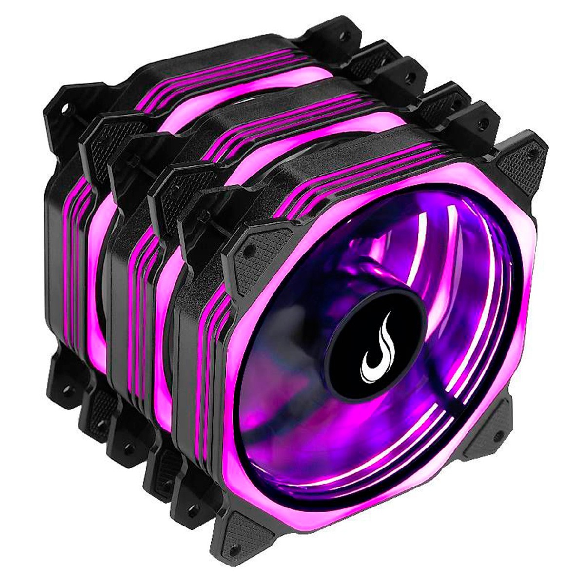 Kit Fan com 3 Unidades Rise Mode Aura, 3x120mm, RGB com Controle Remoto, 1650 RPM, Preto, RM-AU-02-RGB