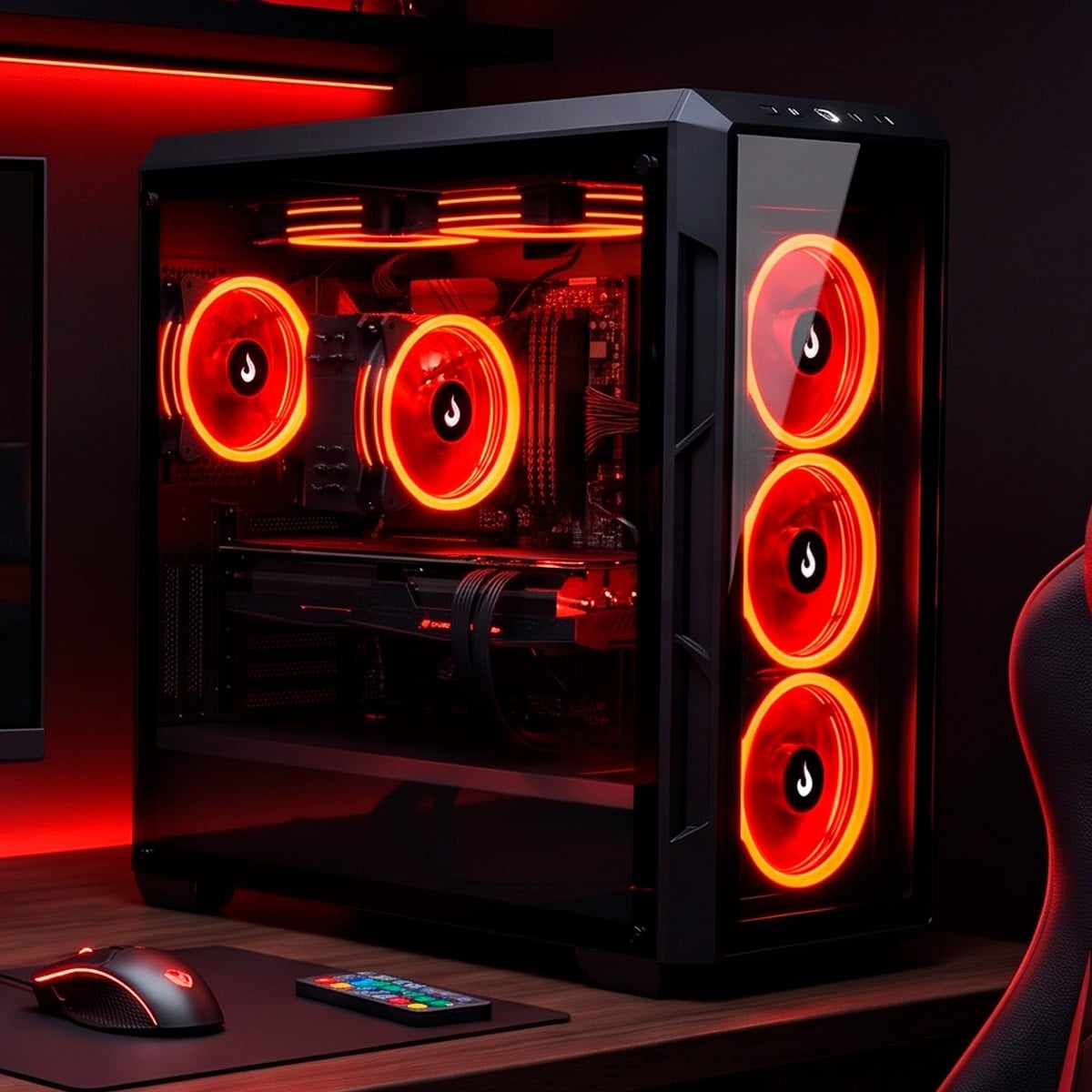 Kit Fan com 3 Unidades Rise Mode Aura, 3x120mm, RGB com Controle Remoto, 1650 RPM, Preto, RM-AU-02-RGB