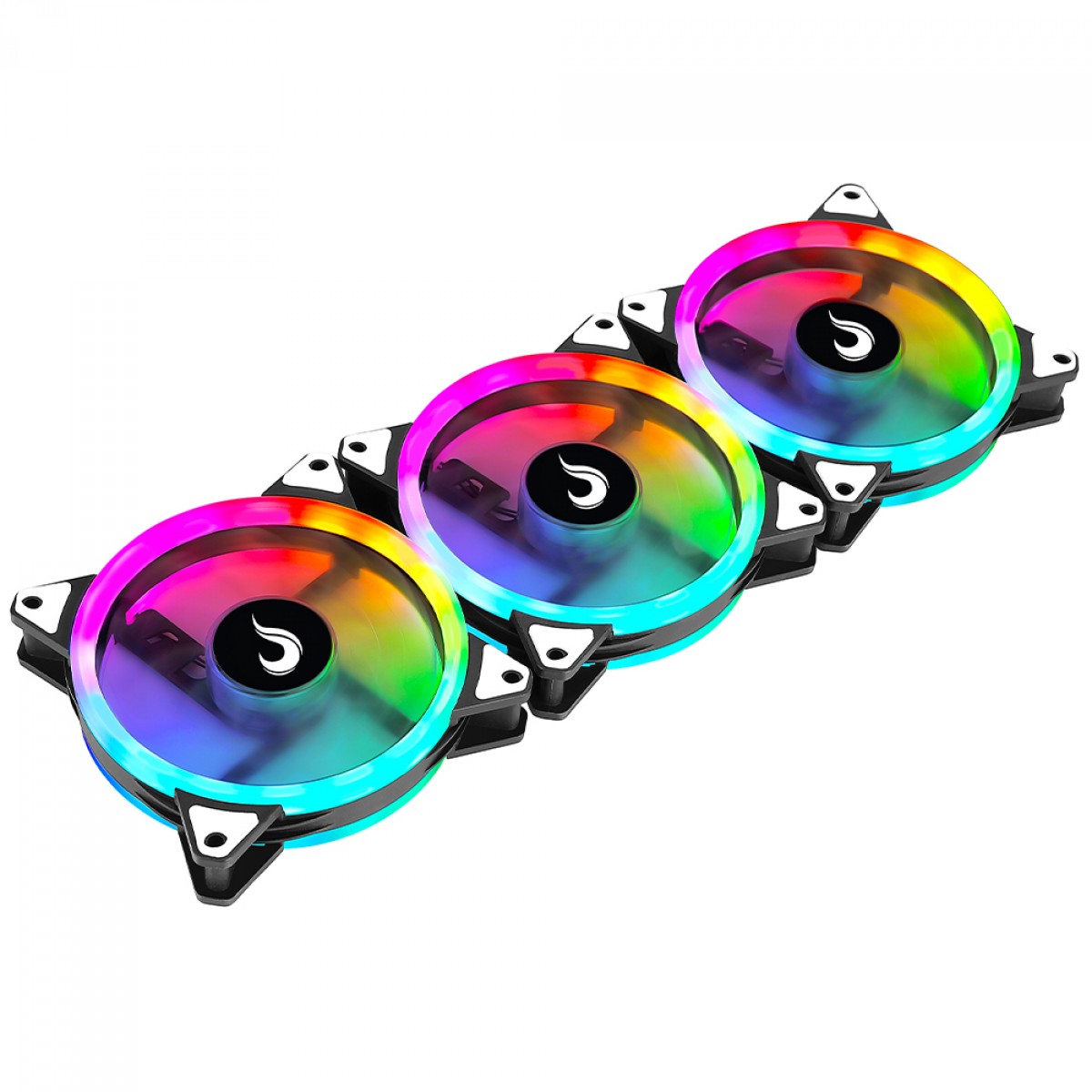 Kit Fan, Rise Mode Energy, com 3 Unidades, ARGB, 120mm, Com Controladora, PWM, Preto, FN-02-RGB-5V