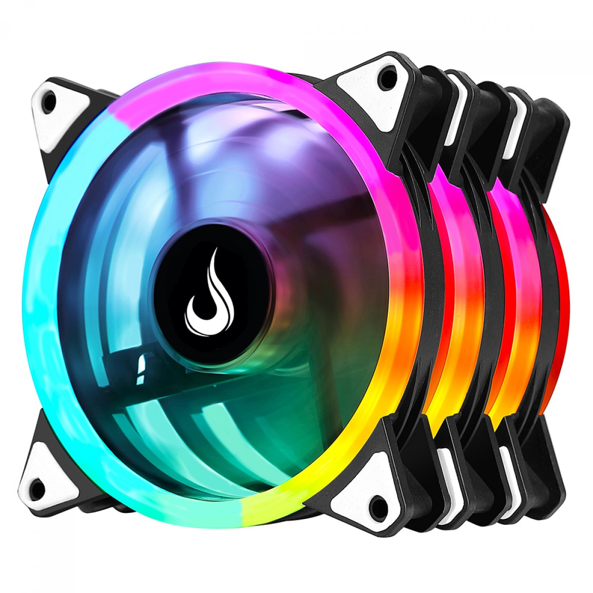 Kit Fan, Rise Mode Energy, com 3 Unidades, ARGB, 120mm, Com Controladora, PWM, Preto, FN-02-RGB-5V