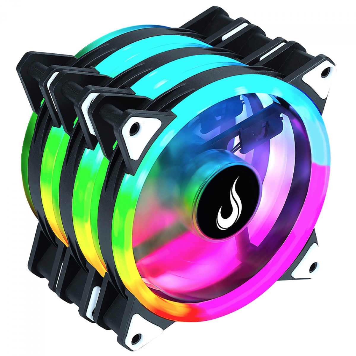 Kit Fan, Rise Mode Energy, com 3 Unidades, ARGB, 120mm, Com Controladora, PWM, Preto, FN-02-RGB-5V