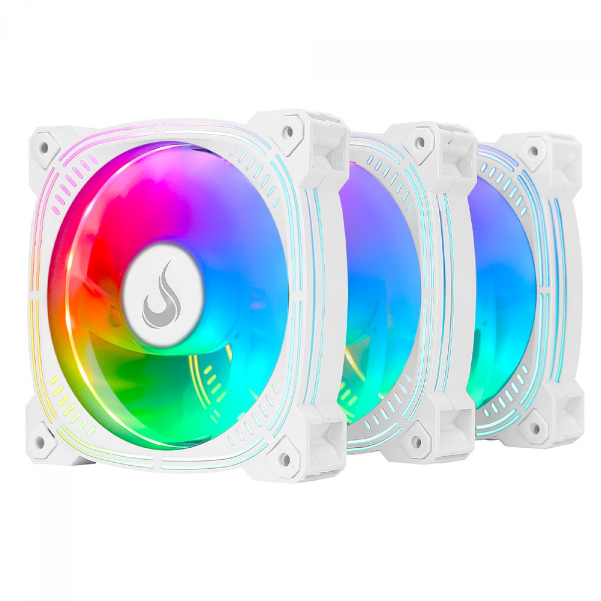 Kit Fan Rise Mode Frost Pro, Com 3 Unidades, ARGB, 120mm, Branco, RM-CF-02-ARGB
