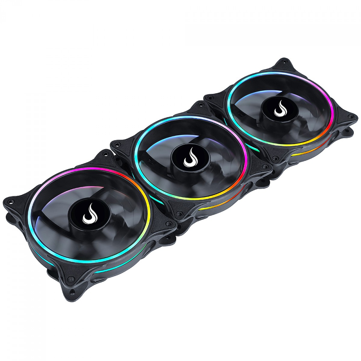 Kit Fan com 3 Unidades Rise Mode Laser, ARGB, 120mm, Com Controladora, PWM, Preto, RM-RGB-05-5V