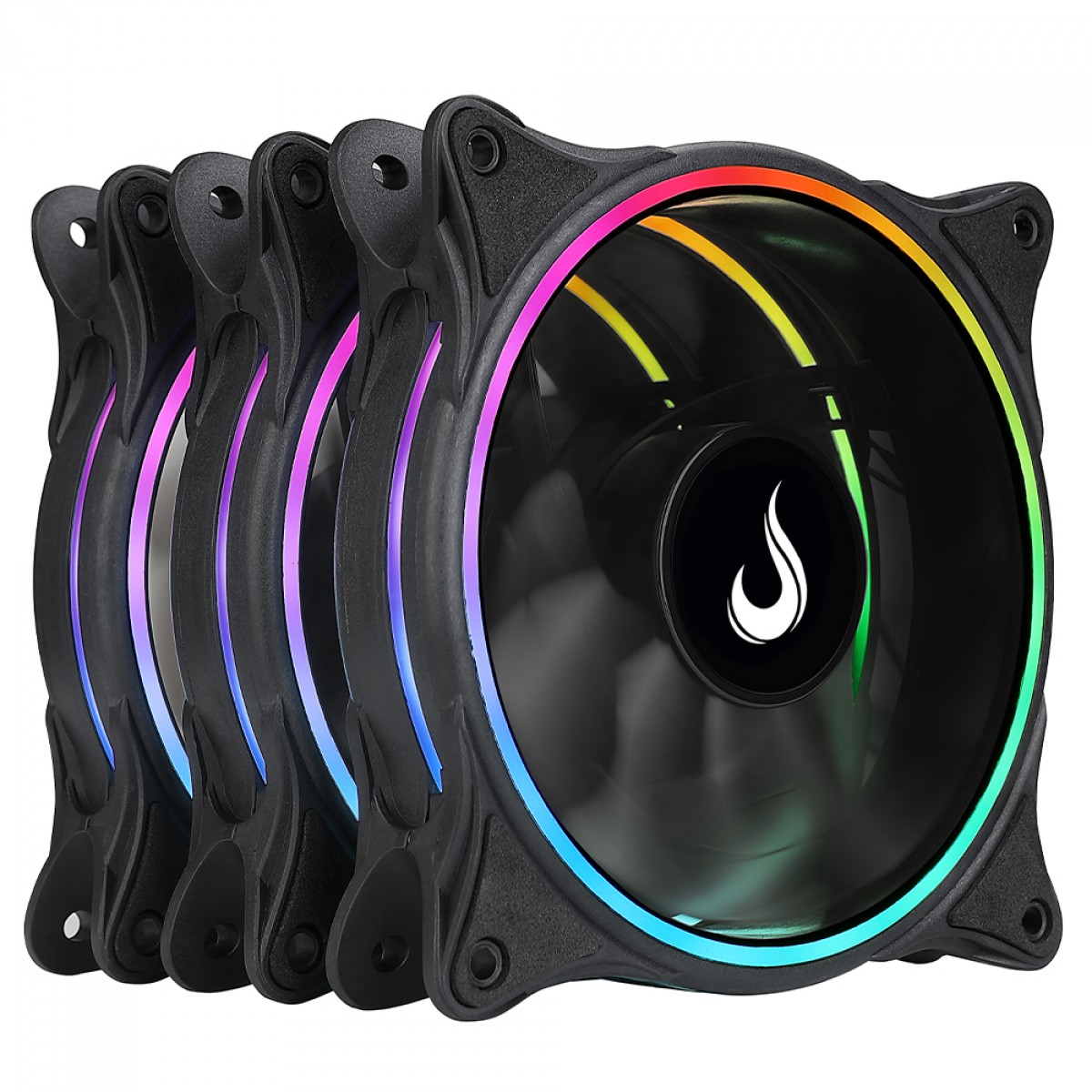 Kit Fan com 3 Unidades Rise Mode Laser, ARGB, 120mm, Com Controladora, PWM, Preto, RM-RGB-05-5V