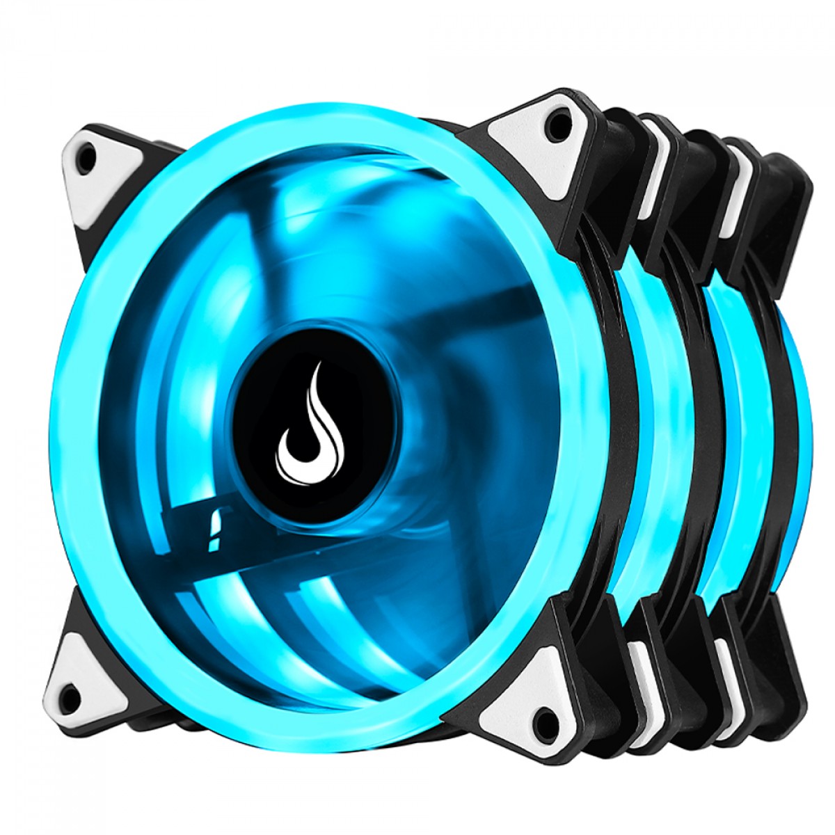 Kit Fan, Rise Mode Smart, com 3 Unidades, RGB, 120mm, Com Controladora, Preto, RM-FN-02-RGB