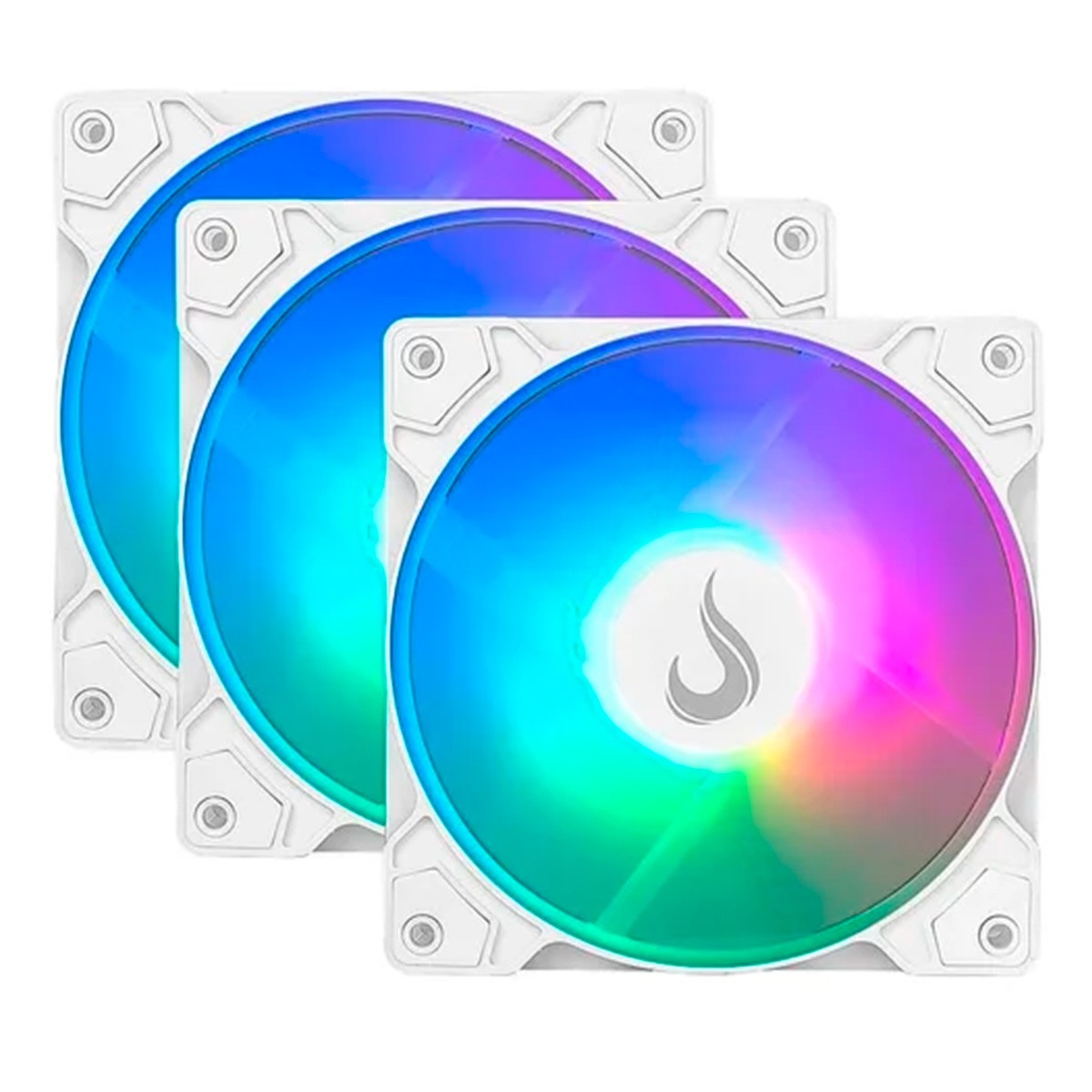 Kit Fan com 3 Unidades Rise Mode X, 3x120mm, RGB Rainbow, 1200 RPM, Branco, RM-XLD-02-RBW