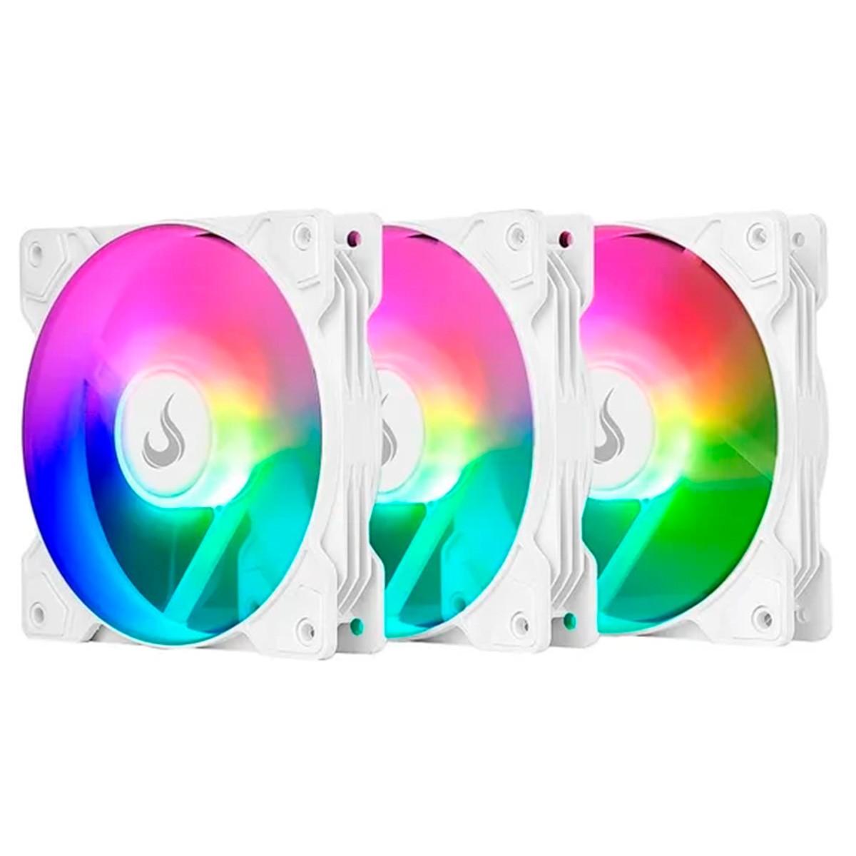 Kit Fan com 3 Unidades Rise Mode X, 3x120mm, RGB Rainbow, 1200 RPM, Branco, RM-XLD-02-RBW