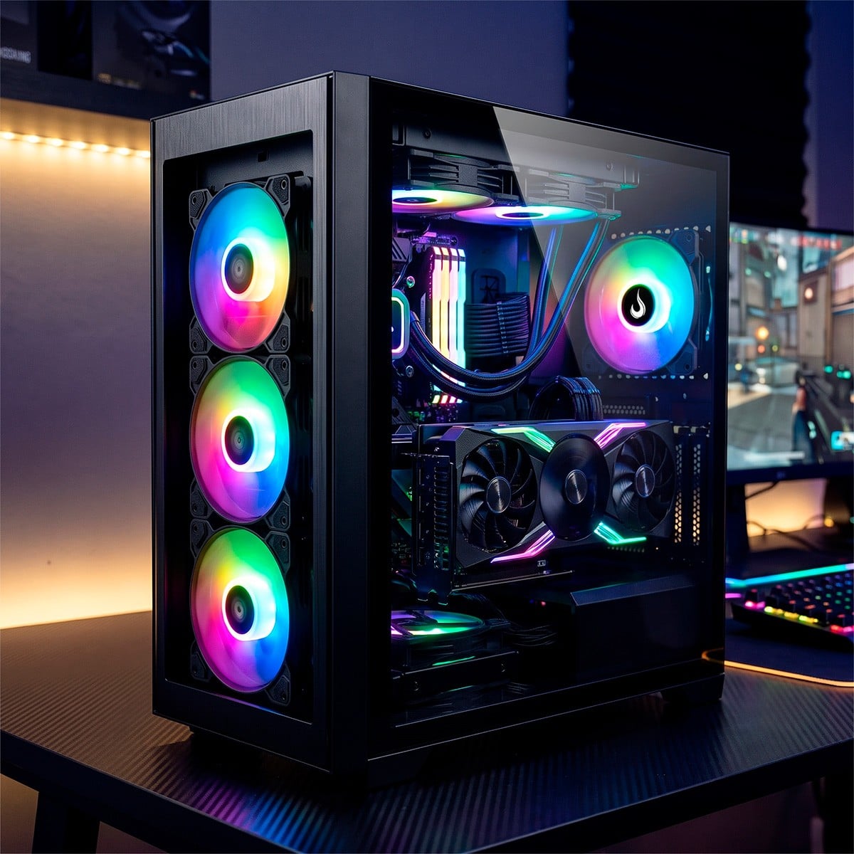 Kit Fan com 3 Unidades Rise Mode X, 3x120mm, RGB Rainbow, 1200 RPM, Preto, RM-XLD-01-RBW