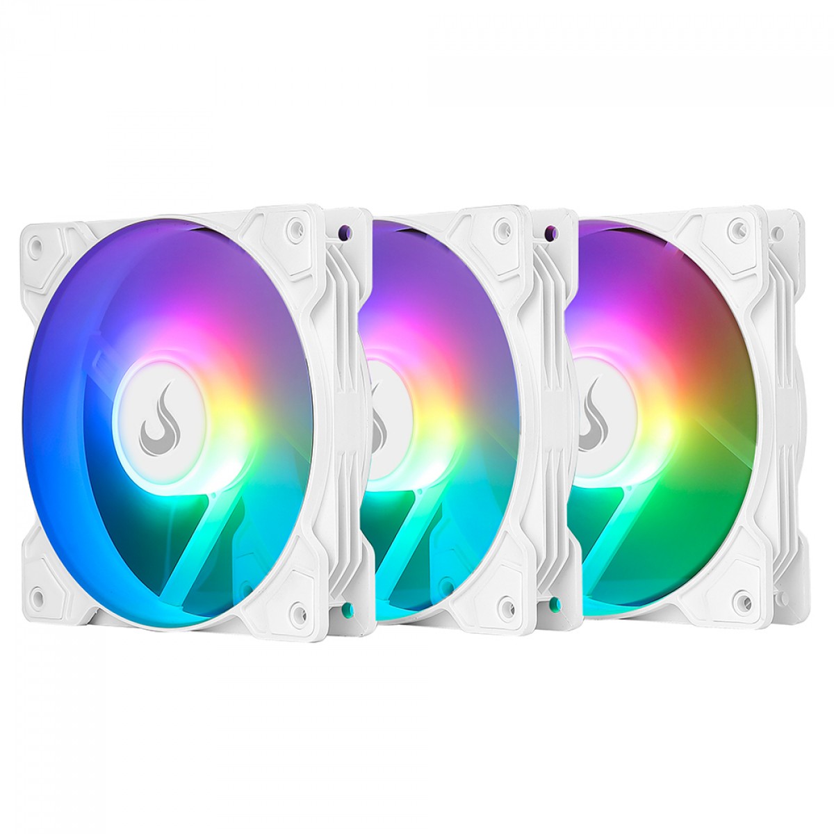 Kit Fan com 3 Unidades Rise Mode X, ARGB, 120mm, Branco, RM-XLD-02-ARGB