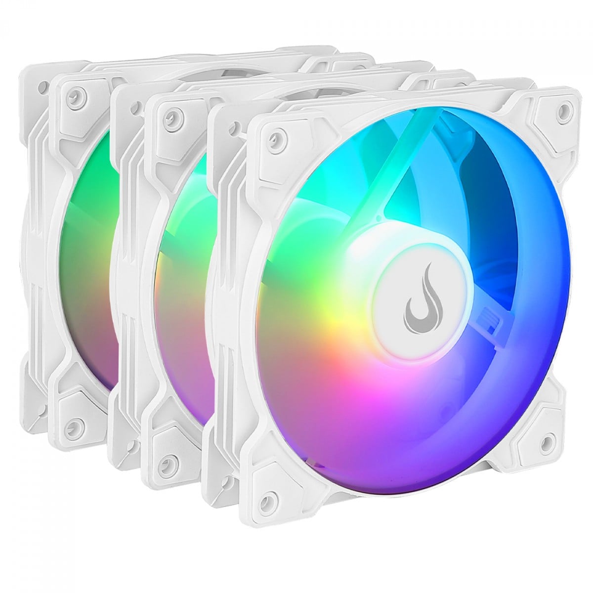Kit Fan com 3 Unidades Rise Mode X, ARGB, 120mm, Branco, RM-XLD-02-ARGB