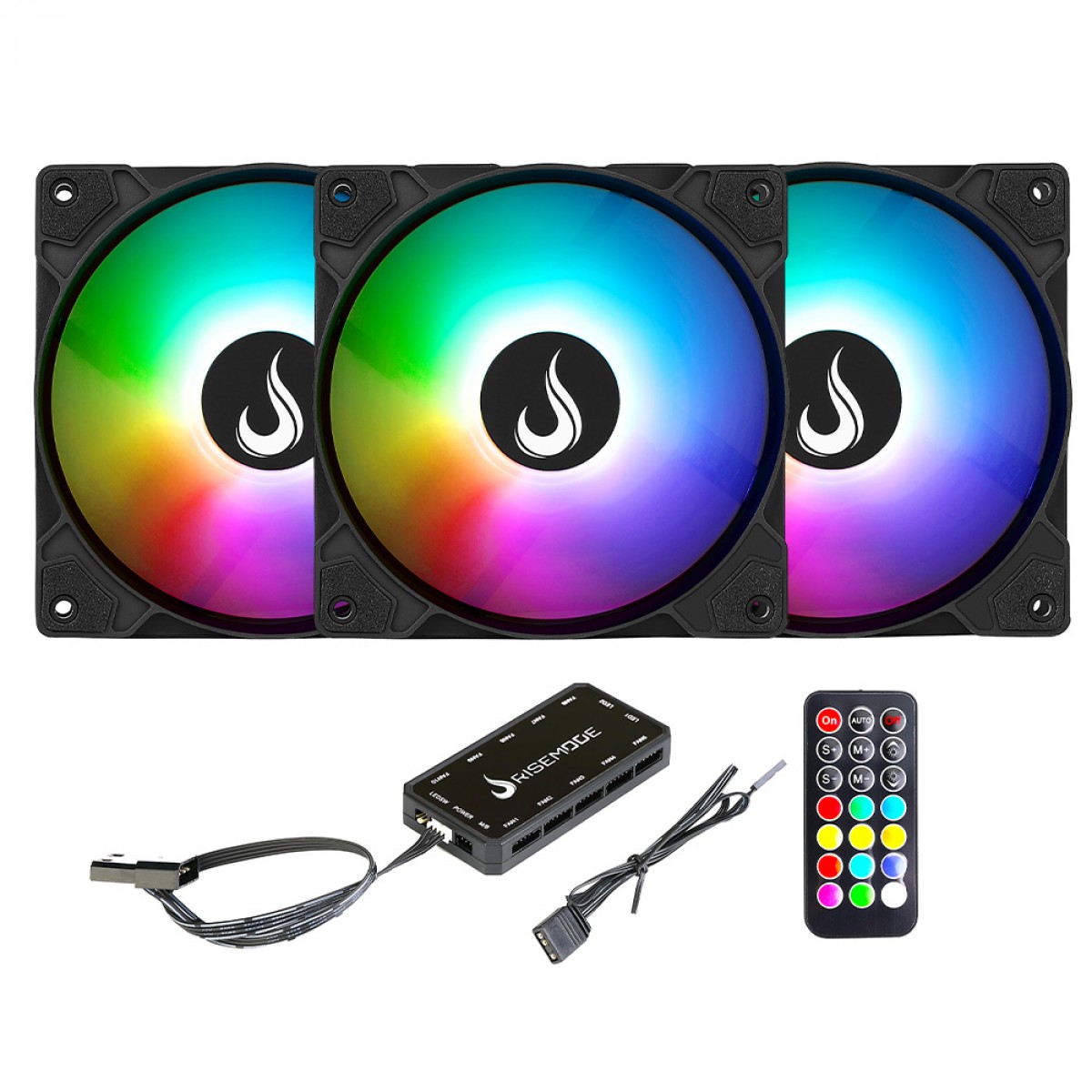 Kit Fan, Rise Mode Z, Com 3 Unidades, ARGB, 120mm, Preto, RM-ZLD-5V-ARGB-B