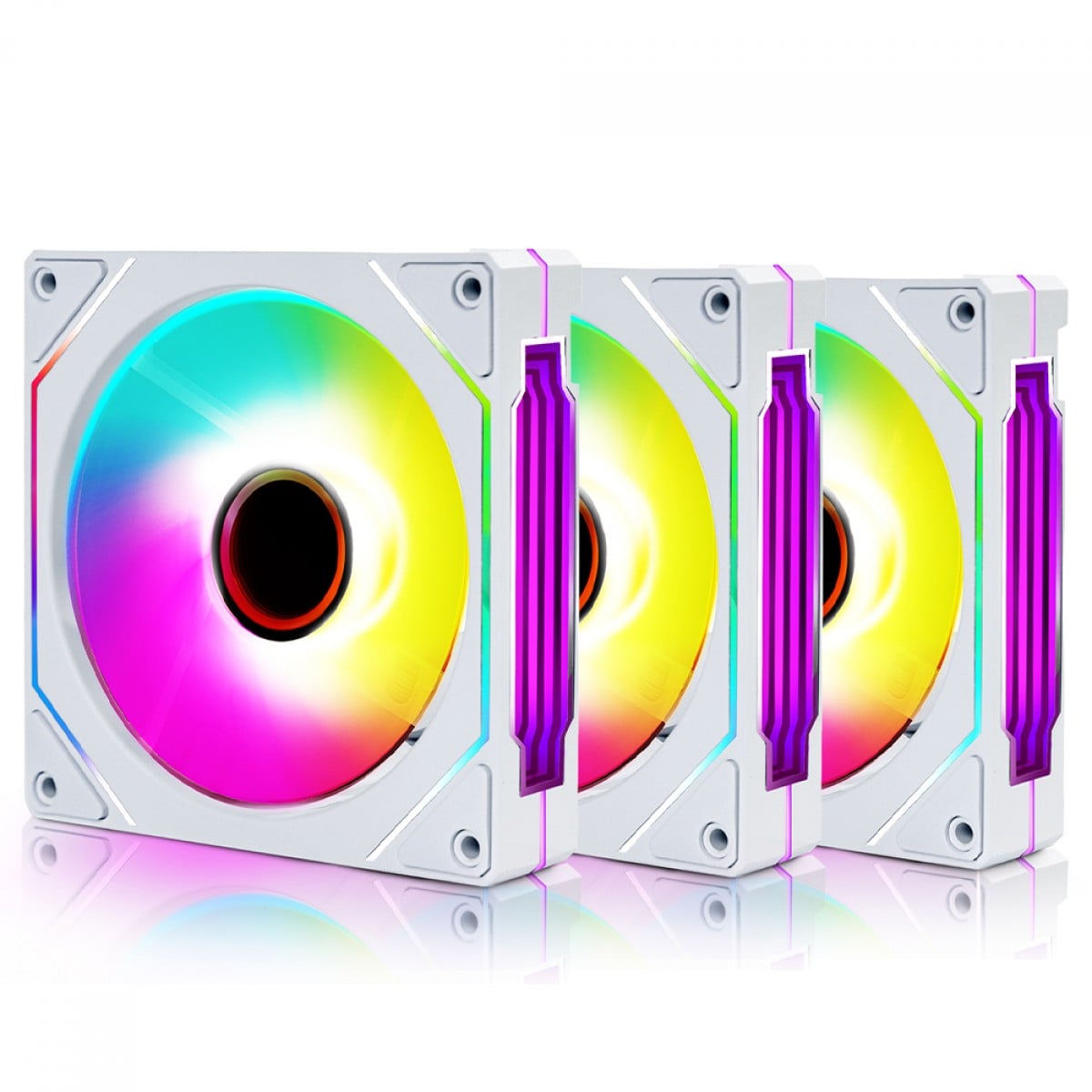 Kit Fan com 3 Unidades Round5 Aurora White, ARGB, 120mm, Com Controladora, PWM, Branco, R5-KIT-AURORA-FW-W-2218