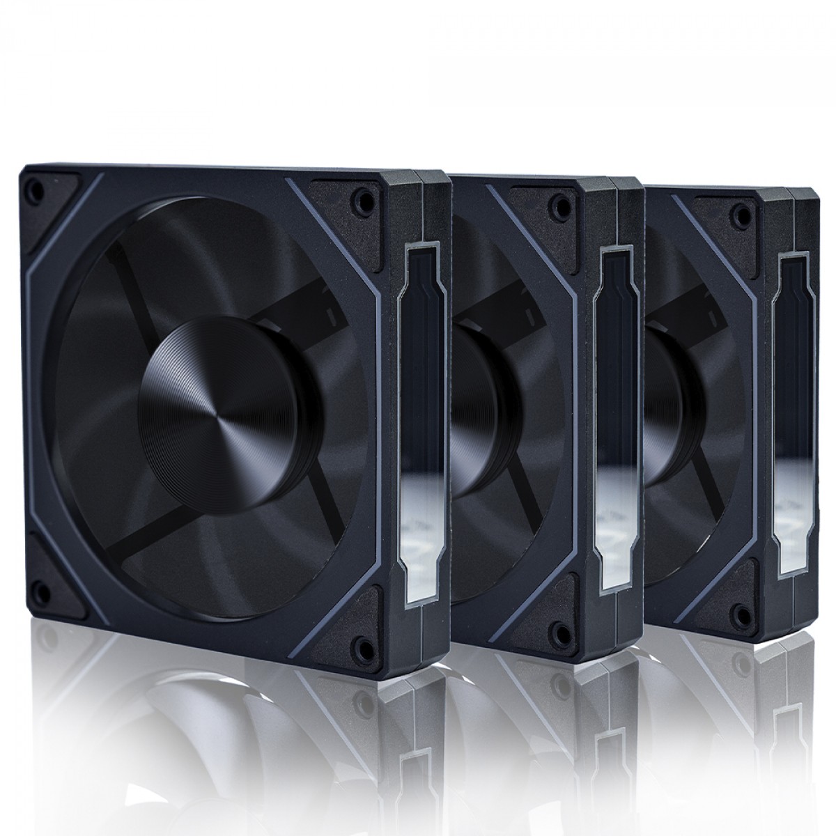 Kit Fan com 3 Unidades Round5 Nordwind Black, ARGB, 120mm, Com Controladora, PWM, Preto, R5-KIT-NORDWIND-FW-B-2221