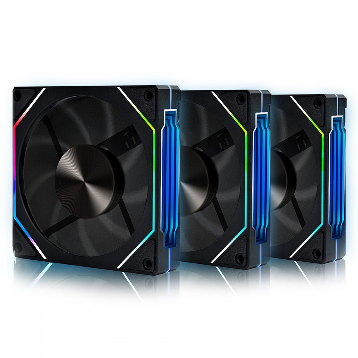Kit Fan com 3 Unidades Round5 Nordwind Black, ARGB, 120mm, Com Controladora, PWM, Preto, R5-KIT-NORDWIND-FW-B-2221