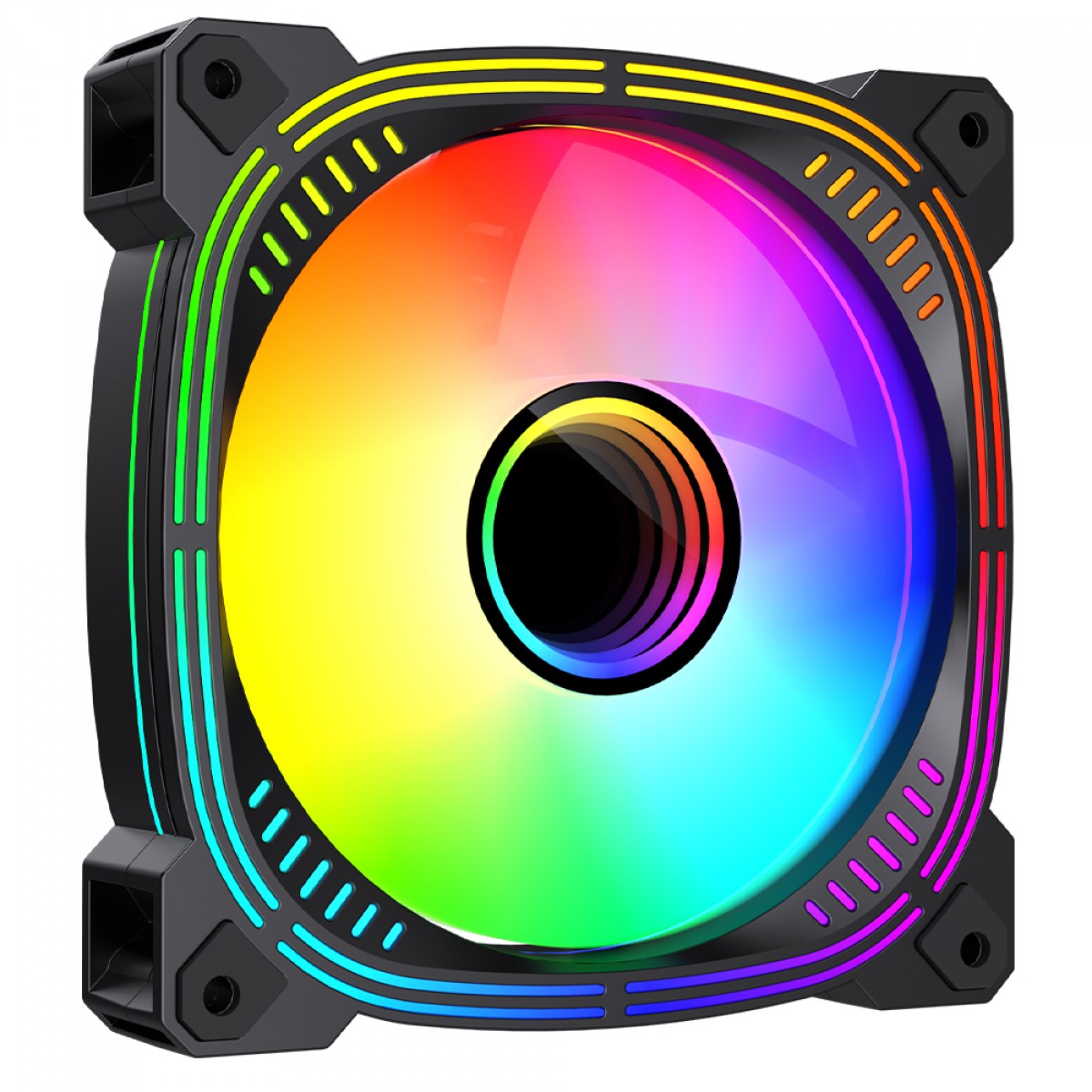 Kit Fan Com 3 Unidades Ryvel Blanc Black, ARGB, 120mm, Com Controladora, Preto, RY-FN-BL-BL